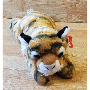 Aurora Tiger Orange Black Floppy Laying 13" Plush Stuffed Animal